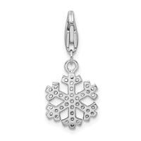 Amore LaVita Sterling Silver CZ Snowflake with Lobster Clasp Charm