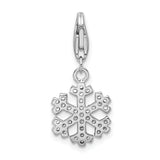 Amore LaVita Sterling Silver CZ Snowflake with Lobster Clasp Charm