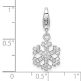 Amore LaVita Sterling Silver CZ Snowflake with Lobster Clasp Charm