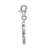 Amore LaVita Sterling Silver Glass Stone Snowflake with Lobster Clasp Charm