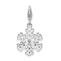 Amore LaVita Sterling Silver Glass Stone Snowflake with Lobster Clasp Charm