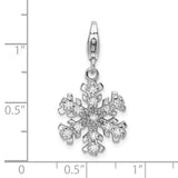 Amore LaVita Sterling Silver Glass Stone Snowflake with Lobster Clasp Charm