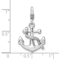 Goldia Sterling Silver 3-d Enameled Anchorw/Lobster Claw Clasp Charm