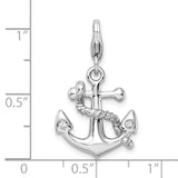 Goldia Sterling Silver 3-d Enameled Anchorw/Lobster Claw Clasp Charm