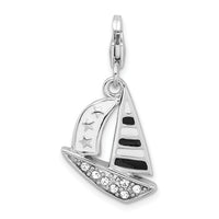 Sterling Silver 3-D Enameled Sailboatwith Lobster Clasp Charm