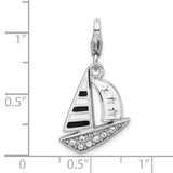 Sterling Silver 3-D Enameled Sailboatwith Lobster Clasp Charm