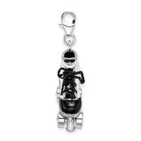 Amore LaVita Sterling Silver 3-D Enameled Roller Skatewith Lobster Clasp Charm