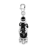 Amore LaVita Sterling Silver 3-D Enameled Roller Skatewith Lobster Clasp Charm