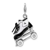 Amore LaVita Sterling Silver 3-D Enameled Roller Skatewith Lobster Clasp Charm
