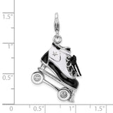 Amore LaVita Sterling Silver 3-D Enameled Roller Skatewith Lobster Clasp Charm