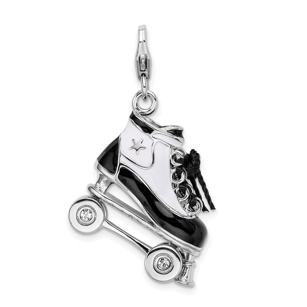 Amore LaVita Sterling Silver 3-D Enameled Roller Skatewith Lobster Clasp Charm