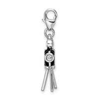 Amore LaVita Sterling Silver 3-D Enameled Movie Camera with Lobster Clasp Charm