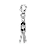 Amore LaVita Sterling Silver 3-D Enameled Movie Camera with Lobster Clasp Charm