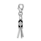 Amore LaVita Sterling Silver 3-D Enameled Movie Camera with Lobster Clasp Charm