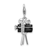 Amore LaVita Sterling Silver 3-D Enameled Movie Camera with Lobster Clasp Charm