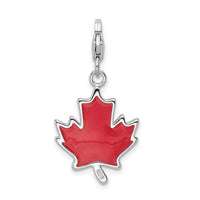 Sterling Silver 3-D Enameled Maple Leafw/Lobster Claw Clasp Clasp Charm Charms