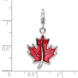 Sterling Silver 3-D Enameled Maple Leafw/Lobster Claw Clasp Clasp Charm Charms