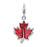 Sterling Silver 3-D Enameled Maple Leafw/Lobster Claw Clasp Clasp Charm Charms