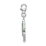 Goldia Sterling Silver 3-d Enameled 4 Leaf Clover W/Lobster Clasp Charm