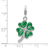 Goldia Sterling Silver 3-d Enameled 4 Leaf Clover W/Lobster Clasp Charm