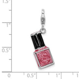 Amore LaVita Sterling Silver 3-D Enameled Pink Nailpolish Bottlewith Lobster Clasp Charm