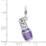 Sterling Silver 3-D Enameled Purple Nailpolish Bottlew/Lobster Claw Clasp Clasp Charm Charms