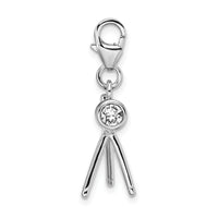SS RH 3-D Enameled Telescope w/Lobster Clasp Charm Fine Jewelry Gift For Her For Women