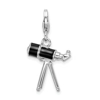 SS RH 3-D Enameled Telescope w/Lobster Clasp Charm Fine Jewelry Gift For Her For Women