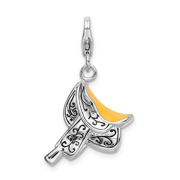 Amore LaVita Sterling Silver 3-D Enameled Saddlewith Lobster Clasp Charm