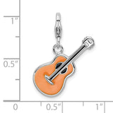 Sterling Silver 3-D Enameled Guitar with Lobster Clasp Charm