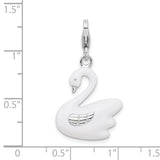 Amore LaVita Sterling Silver 3-D Enameled Swanwith Lobster Clasp Charm