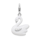 Amore LaVita Sterling Silver 3-D Enameled Swanwith Lobster Clasp Charm