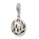 Amore LaVita Sterling Silver Click-on CZ Enamel Zebra Hat Charm