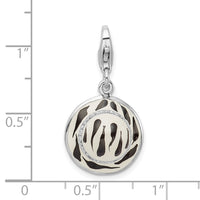 Amore LaVita Sterling Silver Click-on CZ Enamel Zebra Hat Charm