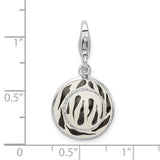Amore LaVita Sterling Silver Click-on CZ Enamel Zebra Hat Charm