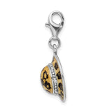 Amore LaVita Sterling Silver Click-on CZ Enamel Leopard Hat Charm
