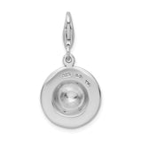 Amore LaVita Sterling Silver Click-on CZ Enamel Leopard Hat Charm
