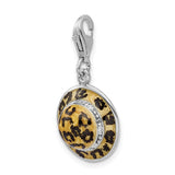 Amore LaVita Sterling Silver Click-on CZ Enamel Leopard Hat Charm