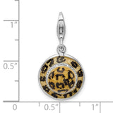 Amore LaVita Sterling Silver Click-on CZ Enamel Leopard Hat Charm