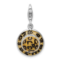 Amore LaVita Sterling Silver Click-on CZ Enamel Leopard Hat Charm