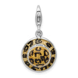 Amore LaVita Sterling Silver Click-on CZ Enamel Leopard Hat Charm