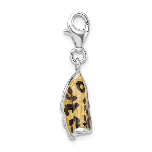 Amore LaVita Sterling Silver Click-on CZ Enamel Leopard Jacket Charm