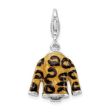 Amore LaVita Sterling Silver Click-on CZ Enamel Leopard Jacket Charm