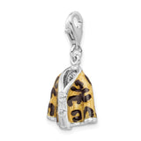 Amore LaVita Sterling Silver Click-on CZ Enamel Leopard Jacket Charm