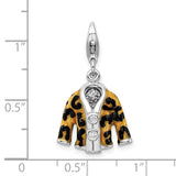 Amore LaVita Sterling Silver Click-on CZ Enamel Leopard Jacket Charm