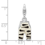 Sterling Silver Click-on CZ Enamel Zebra Pants Charm Charms