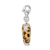 Amore LaVita Sterling Silver Click-on CZ Enamel Leopard Pants Charm