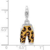 Amore LaVita Sterling Silver Click-on CZ Enamel Leopard Pants Charm