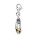Sterling Silver Click-on CZ Enamel Leopard High Heel Charm Charms