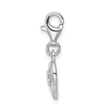 Sterling Silver Click-on CZ Polished Heart Charm Charms